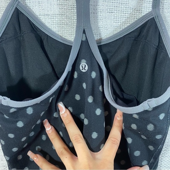 Lululemon Power Y Tank * Luon ghost dot black slate polka dots size 6 - Picture 8 of 9
